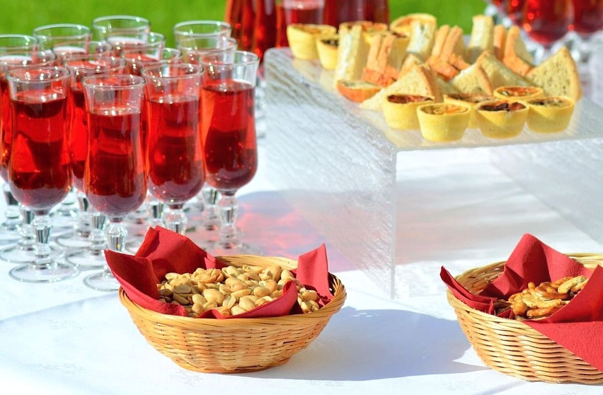 Corporate breakfast platters laid out on a boardroom table